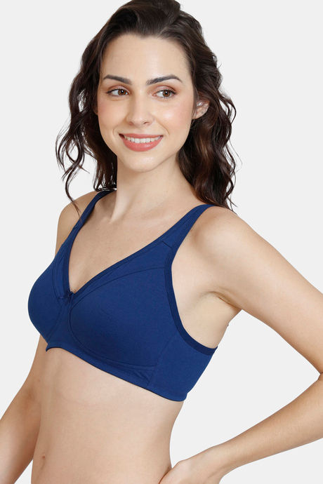 Zivame Double Layered Non Wired Full Coverage Post Breast Surgery Bra - Blue Depth — image 3